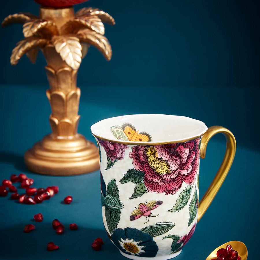 Creatures of Curiosity Cream Floral Mug