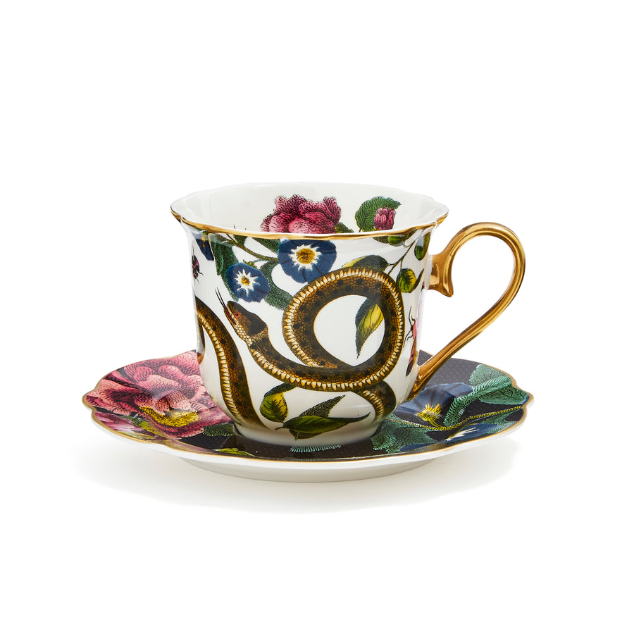 Creatures of Curiosity Black/Snake Teacup & Saucer