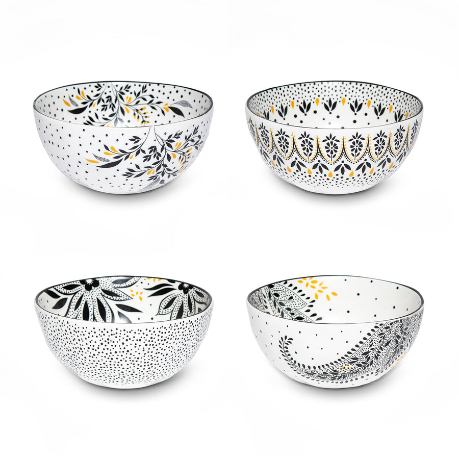 Sara Miller Artisanne Noir Set of 4 Rice Bowls