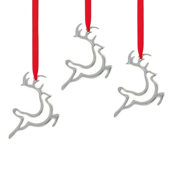 Nambé Holiday Reindeer Mini Ornament, Set of 3