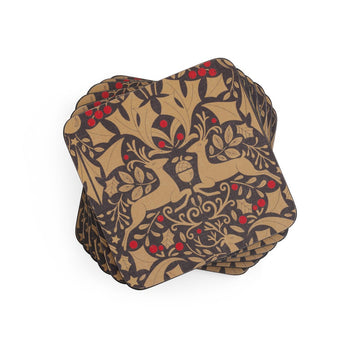 Traditional Christmas Taupe Coasters, Set of 6