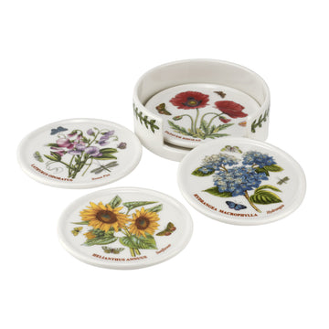 Portmeirion Botanic Garden Ceramic Coaster Set w/Holder