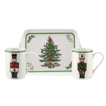 Spode Christmas Tree Mug and Tray Set Holiday Gift 