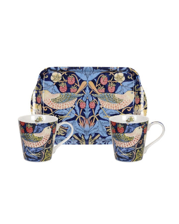 Pimpernel Morris & Co. Strawberry Thief Blue Mug and Tray Set