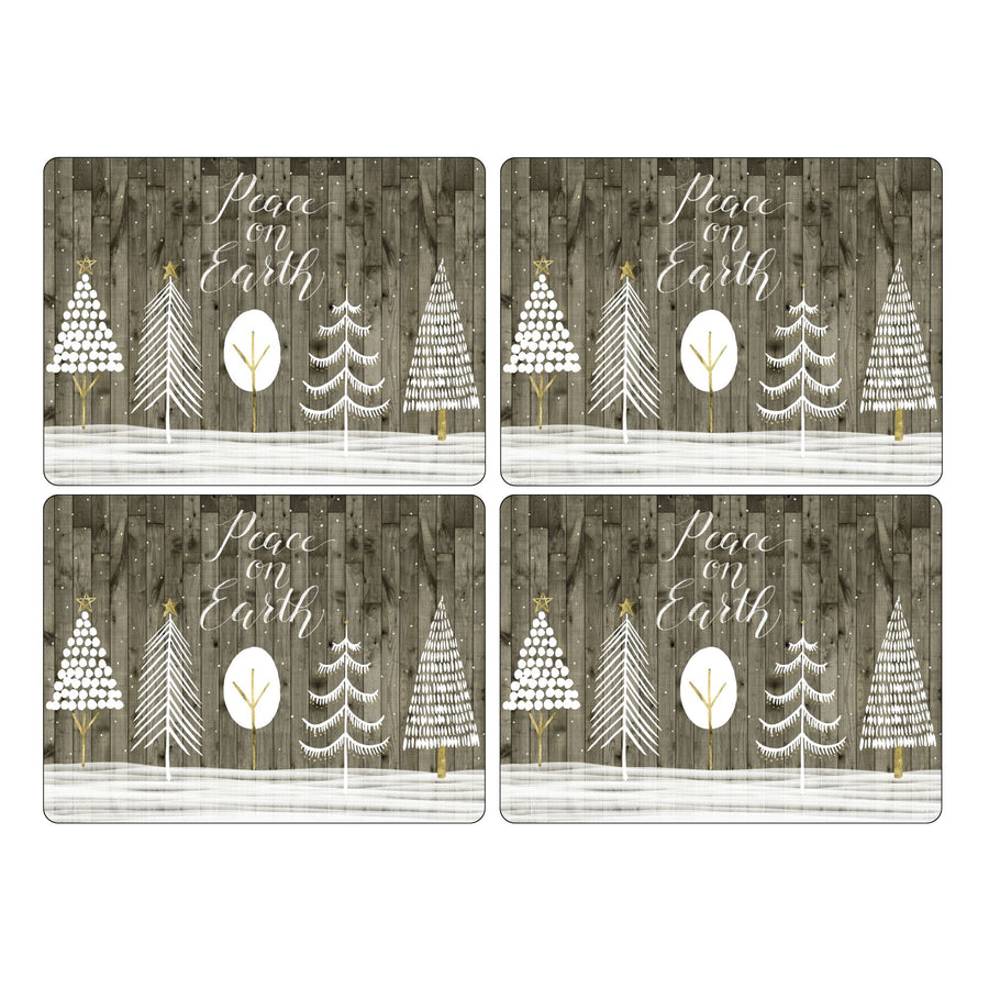 Pimpernel Wooden White Christmas Placemats, Set of 4