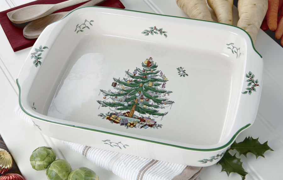 Spode Christmas Tree Rectangular Baker 15x11