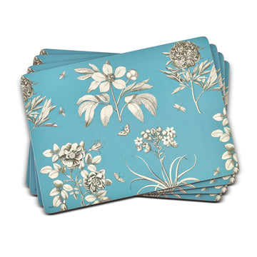 Pimpernel Sanderson Etchings and Roses Blue Placemats, Set of 4