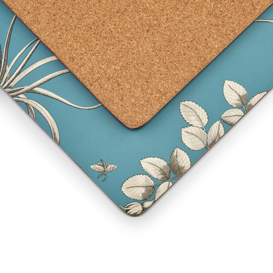 Pimpernel Sanderson Etchings and Roses Blue Placemats, Set of 4