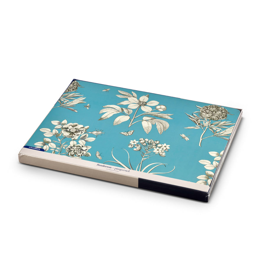 Pimpernel Sanderson Etchings and Roses Blue Placemats, Set of 4