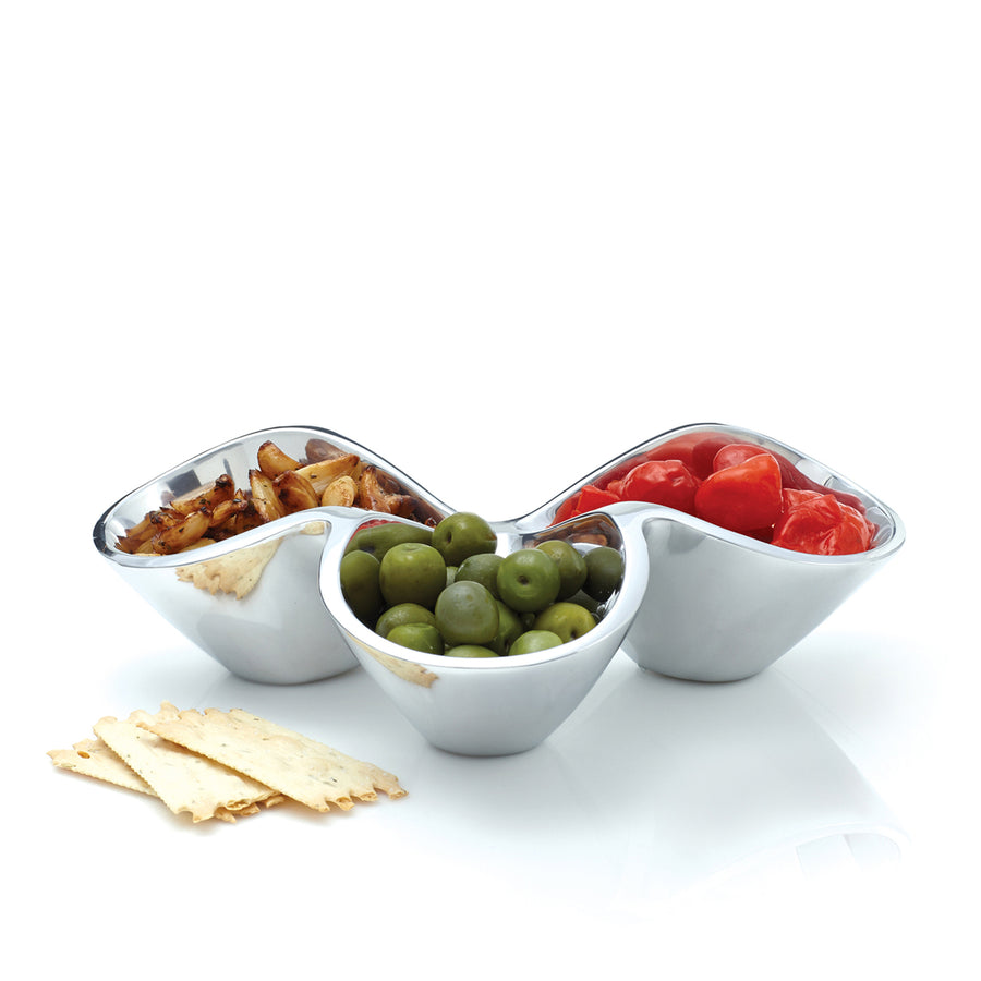 Nambe Bella Triple Condiment Server