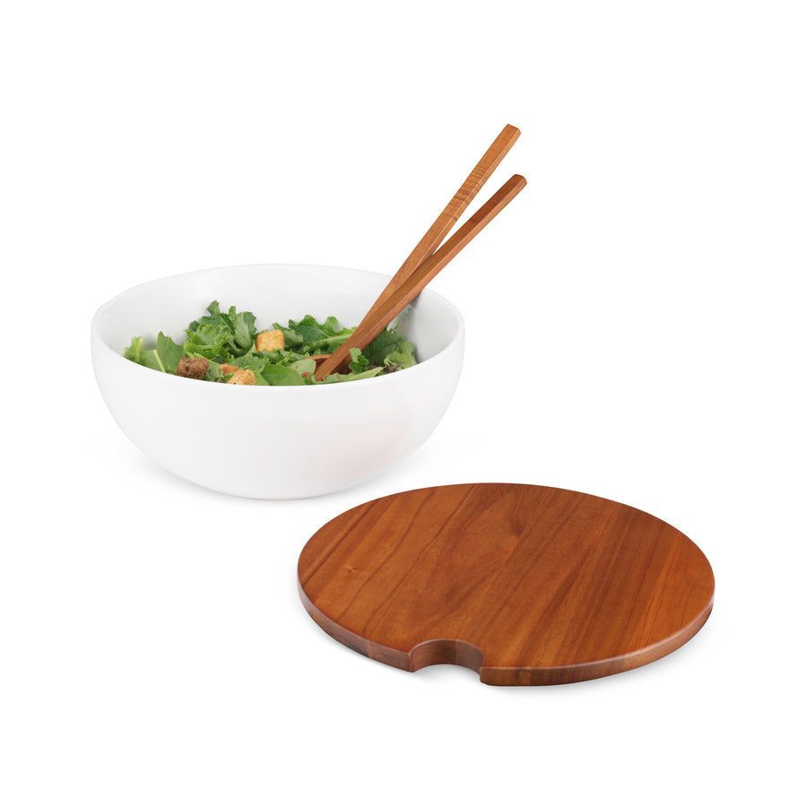 Nambe Duets Salad Bowl w/ Lid & Servers
