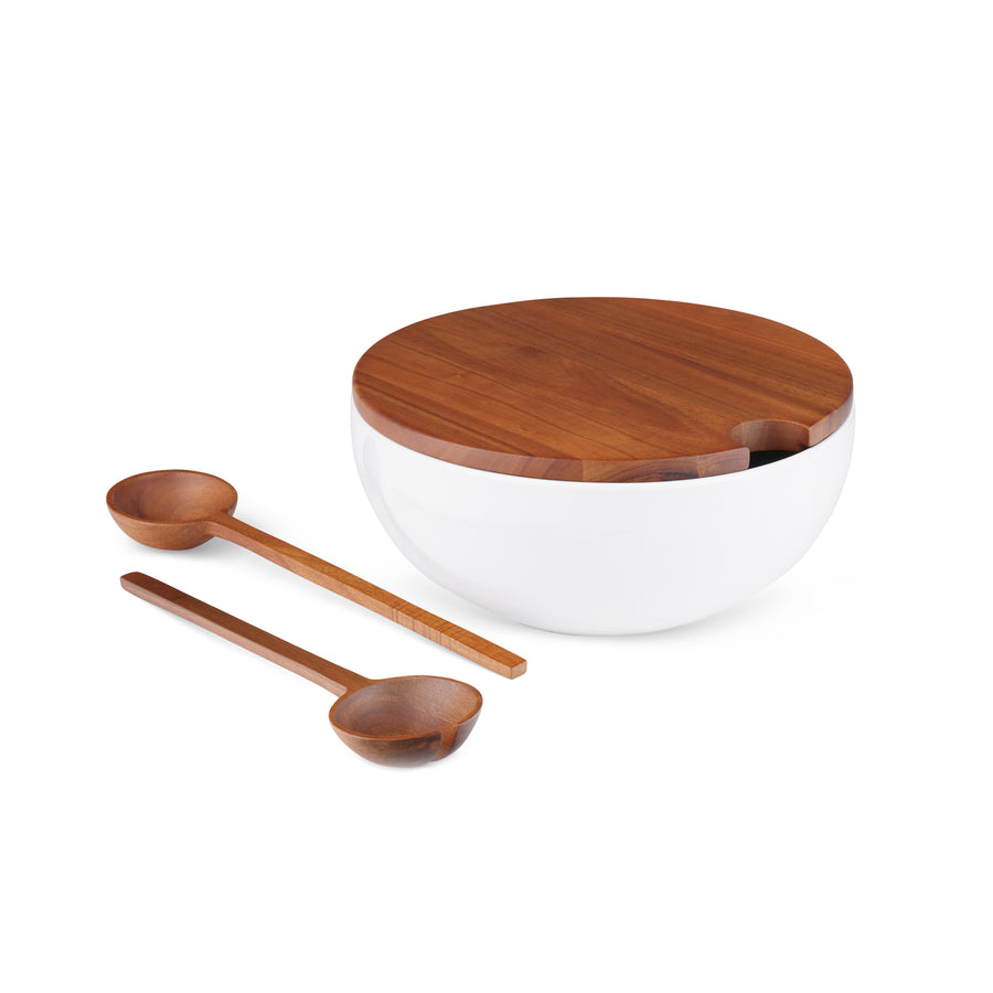 Nambe Duets Salad Bowl w/ Lid & Servers