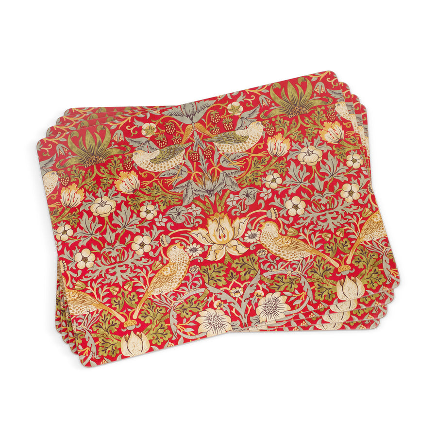 Pimpernel Morris & Co. Strawberry Thief Red Placemats, Set of 4