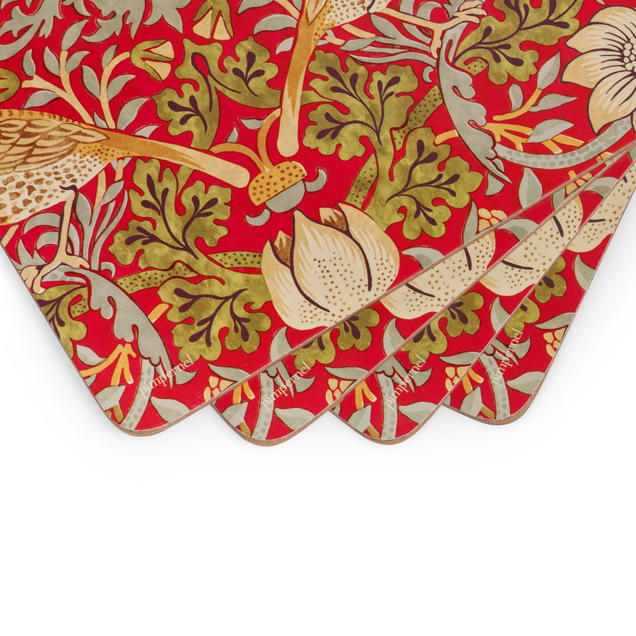 Pimpernel Morris & Co. Strawberry Thief Red Placemats, Set of 4