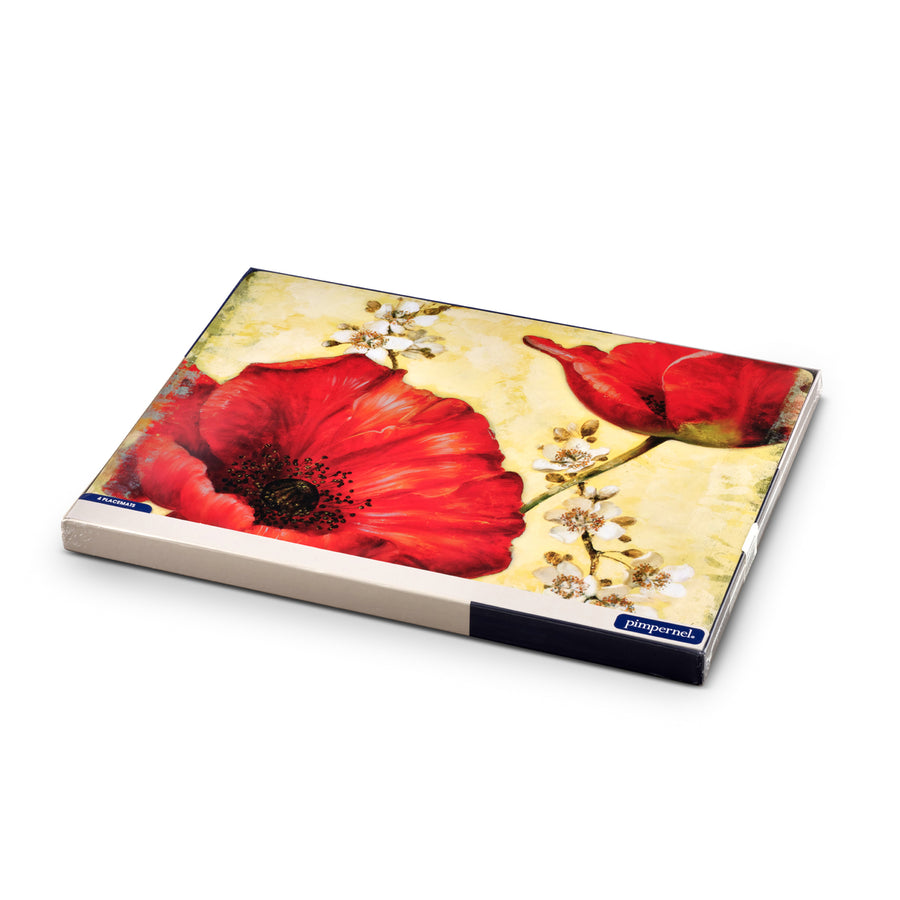 Pimpernel Red Poppy Blossoms Placemats, Set of 4