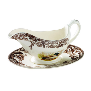 Spode Woodland Sauce Boat w/Stand