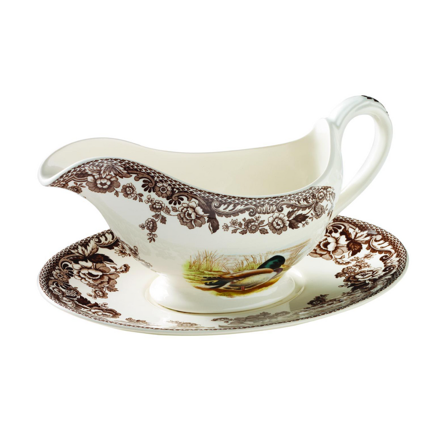 Spode Woodland Sauce Boat w/Stand