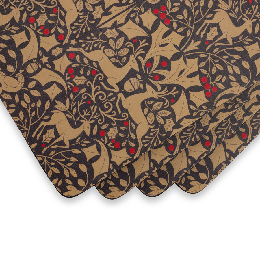 Pimpernel Traditional Christmas Taupe Placemats, Set of 4