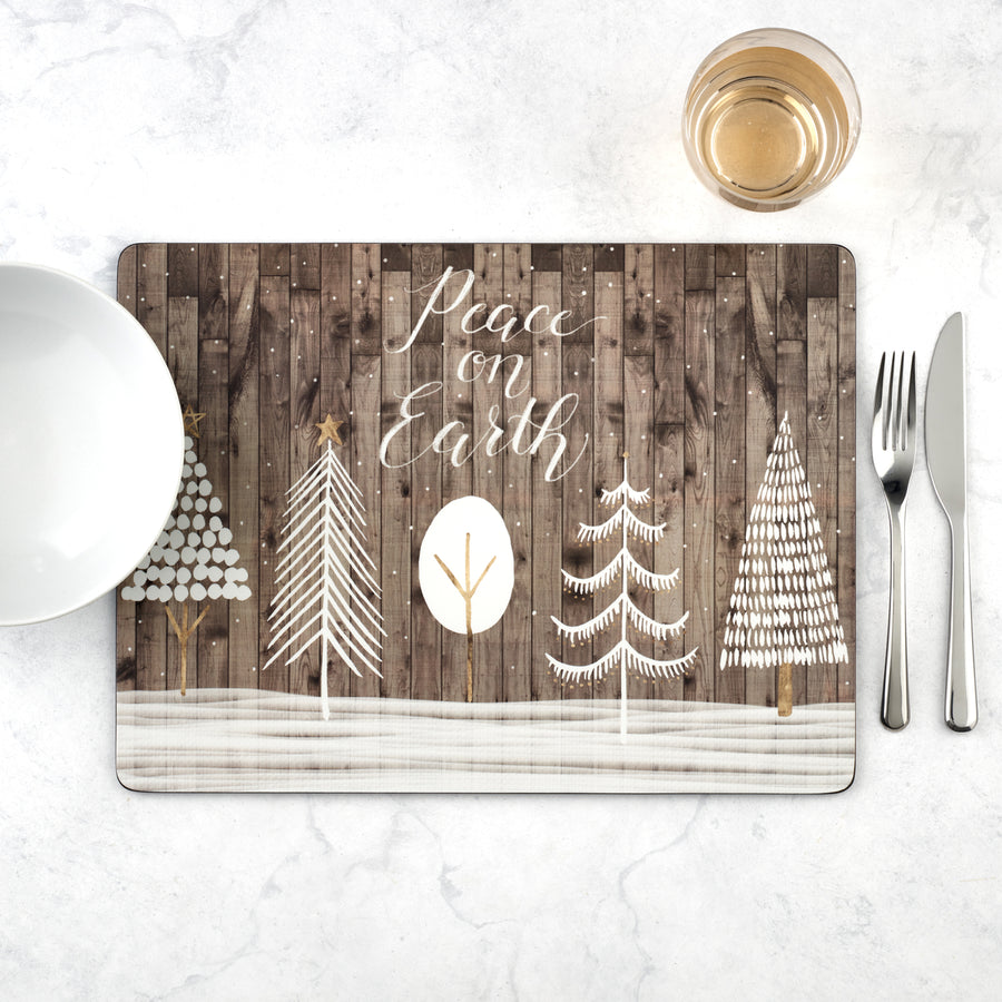 Pimpernel Wooden White Christmas Placemats, Set of 4