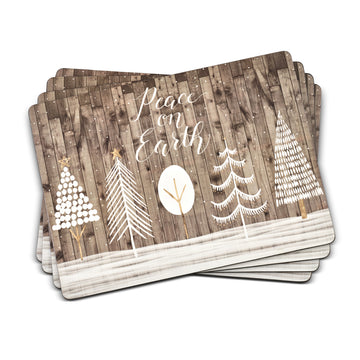 Pimpernel Wooden White Christmas Placemats, Set of 4