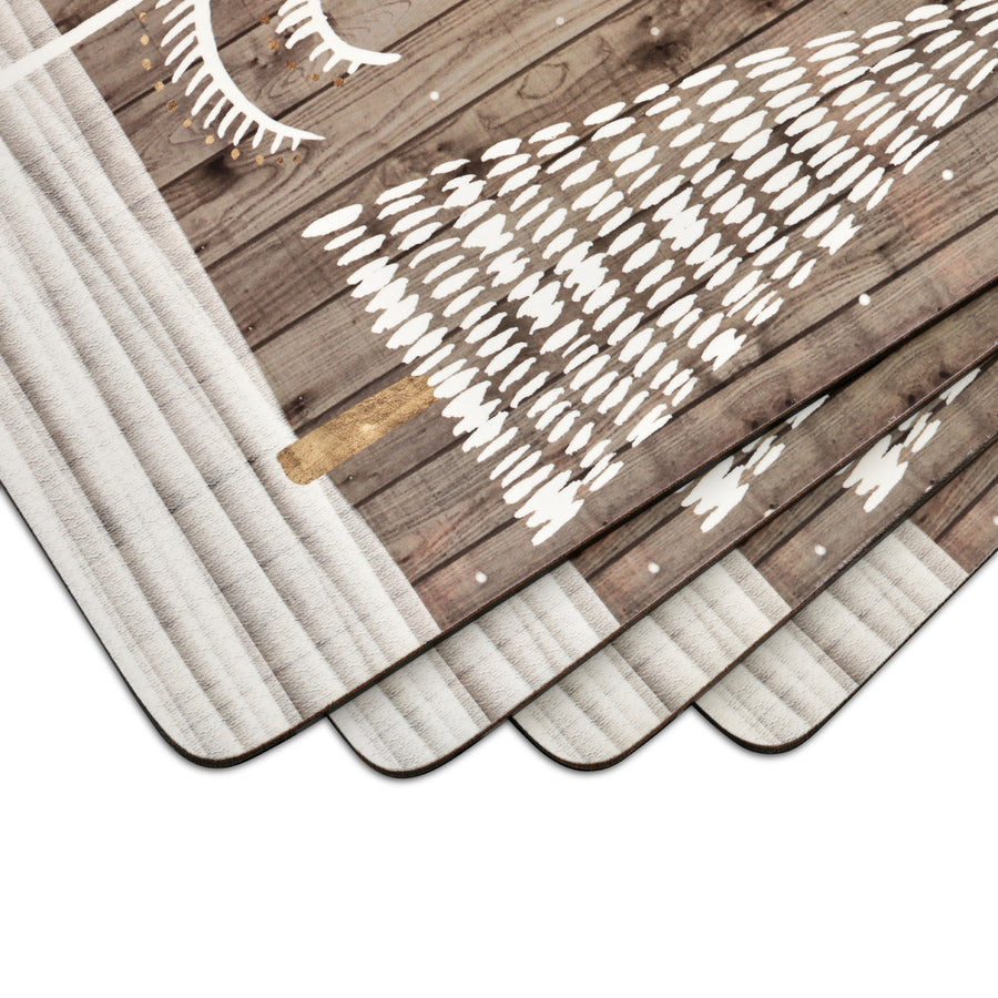 Pimpernel Wooden White Christmas Placemats, Set of 4