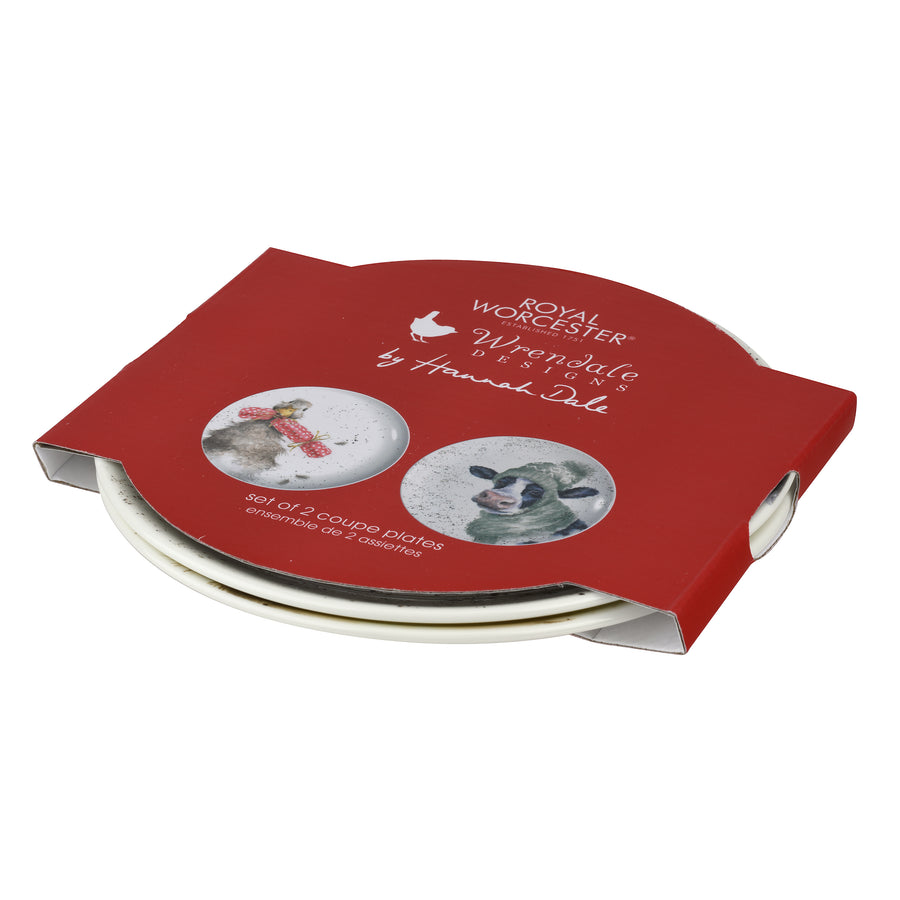 Royal Worcester Hannah Dale Wrendale Designs Coupe Plate Set (Duck/Cow)