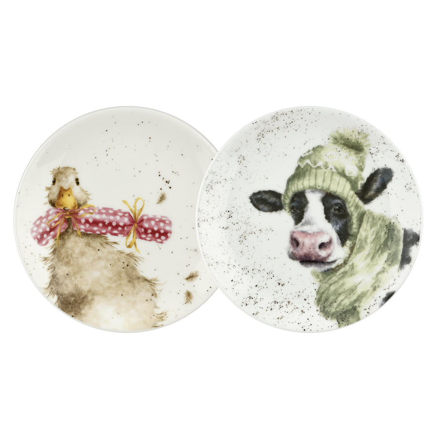Royal Worcester Hannah Dale Wrendale Designs Coupe Plate Set (Duck/Cow)
