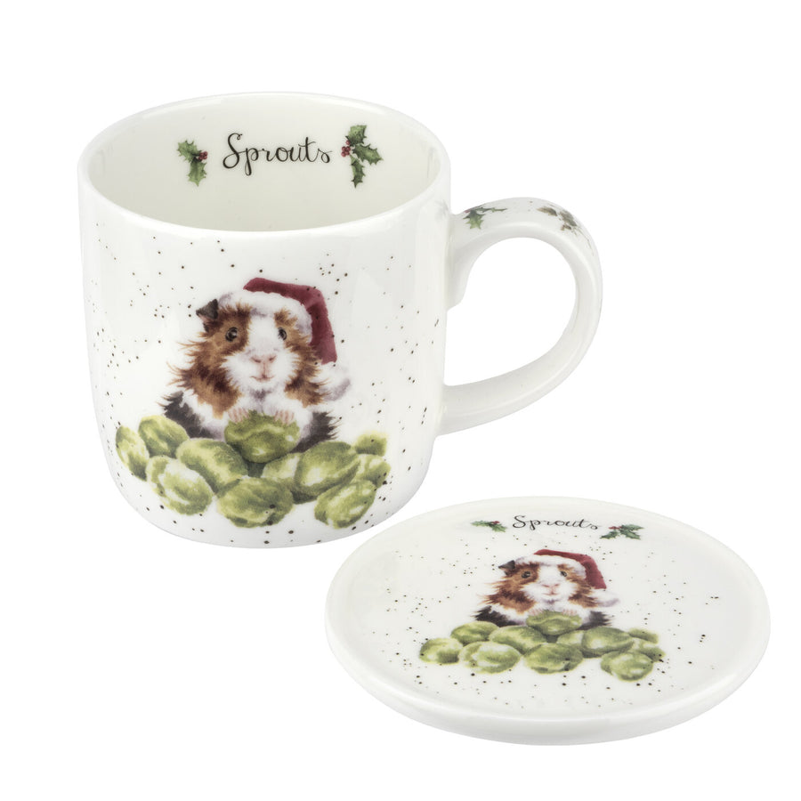 Royal Worcester Hannah Dale Wrendale Designs Sprouts Mug and Coaster Set