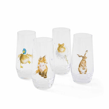 Royal Worcester Hannah Dale Wrendale DesignsHi-Ball Glasses, Set of 4
