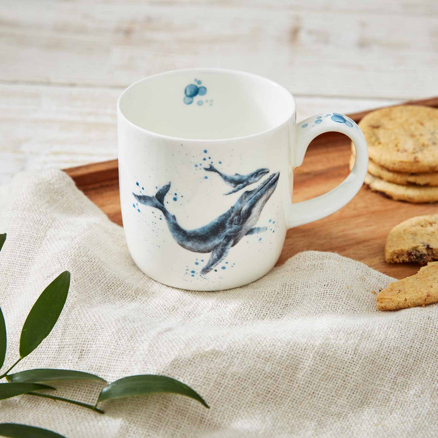 Royal Worcester Hannah Dale Wrendale Designs Marine Blue Whale Mug, 11 oz.
